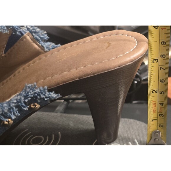 Comfort Est. 1946 Women's Sandals  Blue Denim Cow Print 9M Heels Open Mules NEW - Picture 6 of 7